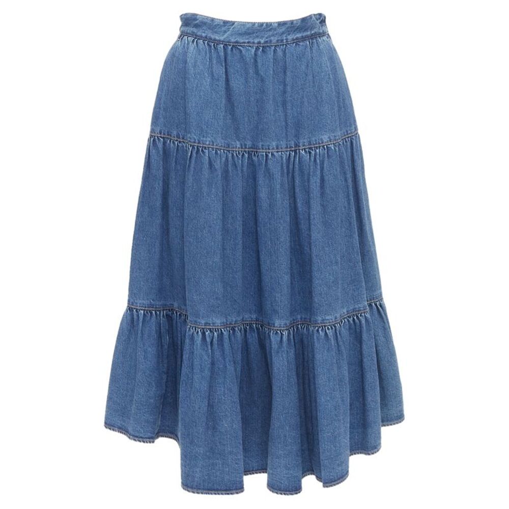 Celine Denim Midi Prairie Skirt